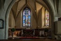 Nave with altar and stained glass Royalty Free Stock Photo