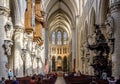 Nave and choir of the Cathedral of St. Michael and St. Gudula in Brussels, Belgium