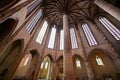 Nave and \'palm tree\' of Church of the Jacobins, with vault ribs radiating out like a palm tree\'s fronds