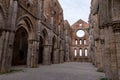 Nave of the ruined and abandoned Cistercian monastery San Galgano in the Tuscany