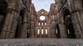 Nave of the ruined and abandoned Cistercian monastery San Galgano in the Tuscany