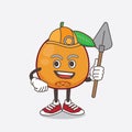 Navel Orange cartoon mascot character as cool miner