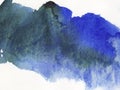 Navi, classic blue, indigo watercolor texture background with dry brush stains, strokes isolated on white