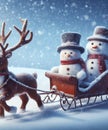 snowman drives a sleigh Royalty Free Stock Photo