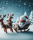 snowman drives a sleigh Royalty Free Stock Photo