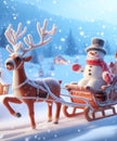 snowman drives a sleigh Royalty Free Stock Photo