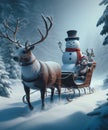 snowman drives a sleigh Royalty Free Stock Photo