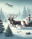 snowman drives a sleigh Royalty Free Stock Photo