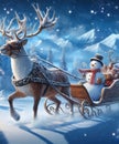 snowman drives a sleigh Royalty Free Stock Photo