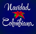 Navidad Colombiana, Colombian Christmas spanish text, Vector Lettering Holiday design