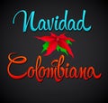 Navidad Colombiana, Colombian Christmas spanish text, Vector Lettering Holiday design