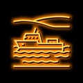 navigable river neon glow icon illustration