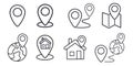 Line icons about address concept. Navigation icon Concept editable stroke outline line icons set