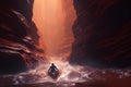 Navigate through a canyon where jetpowered Royalty Free Stock Photo