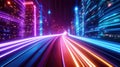 Navigate the information superhighway with neon streaming lights guiding the way, Ai Generated Royalty Free Stock Photo