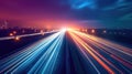 Navigate the information superhighway with neon streaming lights guiding the way, Ai Generated Royalty Free Stock Photo