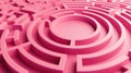 Navigate through a mesmerizing pink maze leading to a circular center, Ai Generated