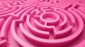 Navigate through a mesmerizing pink maze leading to a circular center, Ai Generated