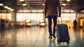 Corporate Traveler: The Businessman\'s Journey with Bags at the Airport.Generative AI Ilustration