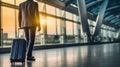 In Transit: Showcasing the Businessman with Bags in the Airport Setting.Generative AI Ilustration Royalty Free Stock Photo