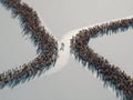 Navigating choices A diverging path with a multitude of people deciding direction Royalty Free Stock Photo