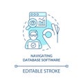 Navigating database software turquoise concept icon