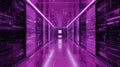 Navigating digital data streams in a futuristic server corridor Royalty Free Stock Photo