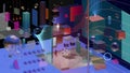 Navigating a Digital Dreamscape - Exploring Abstract Virtual Reality Inside Neural Network Brain, 3D rendering Royalty Free Stock Photo
