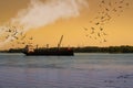 Navigating fret boat on the Saint-Lawrence seaway Royalty Free Stock Photo