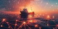 Navigating the Future: Embracing Digital Connectivity and Global Logistics Solutions at Sunset.