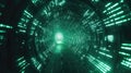 Navigating futuristic digital data tunnel with glowing light Royalty Free Stock Photo