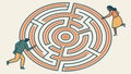 Navigating the Maze: Collaborative Problem-Solving, vector design Generative AI Royalty Free Stock Photo
