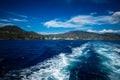 Navigating between Salina, Lipari and Vulcano, aeolian Islands, Sicily. Sea vIew from the boat Royalty Free Stock Photo