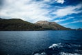 Navigating between Salina and Vulcano, aeolian Islands, Sicily. Sea vIew from the boat Royalty Free Stock Photo