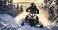 Navigating Through Snow-Clad Landscapes on an Adventurous Snowmobiling Ride