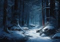 Navigating the Treacherous Winter Woods: A Journey through Snowy Royalty Free Stock Photo