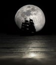 Navigating under the Moon Royalty Free Stock Photo