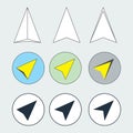 Navigation Arrow Flat Thin Line Icons Set. Collection of Navigator Direction Symbols. Royalty Free Stock Photo