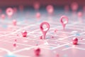 Navigation background, Pink 3D icon points the way to destinations Royalty Free Stock Photo