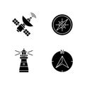 Navigation black glyph icons set on white space