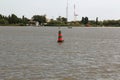 Navigation buoy of the river fairway at the mouth of the Danube Royalty Free Stock Photo