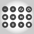 Navigation buttons of the media player. Vector image set of multimedia icons. Royalty Free Stock Photo