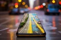 mobile gps navigation map direction travel location position point phone. Generative AI.