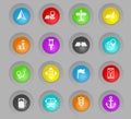Navigation colored plastic round buttons icon set
