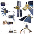 Navigation communication satellites set isolated Royalty Free Stock Photo