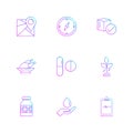 navigation , compass , medicine , ecg , fruits , health , fitness , medical , food eps icons set vector