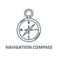 Navigation compass vector line icon, linear concept, outline sign, symbol Royalty Free Stock Photo