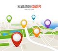 Navigation Concept Road City Map. Vector