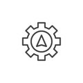 Navigation cursor gear outline icon