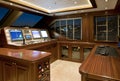 Navigation desk and control room in the luxury big, wooden, classical yacht. Royalty Free Stock Photo